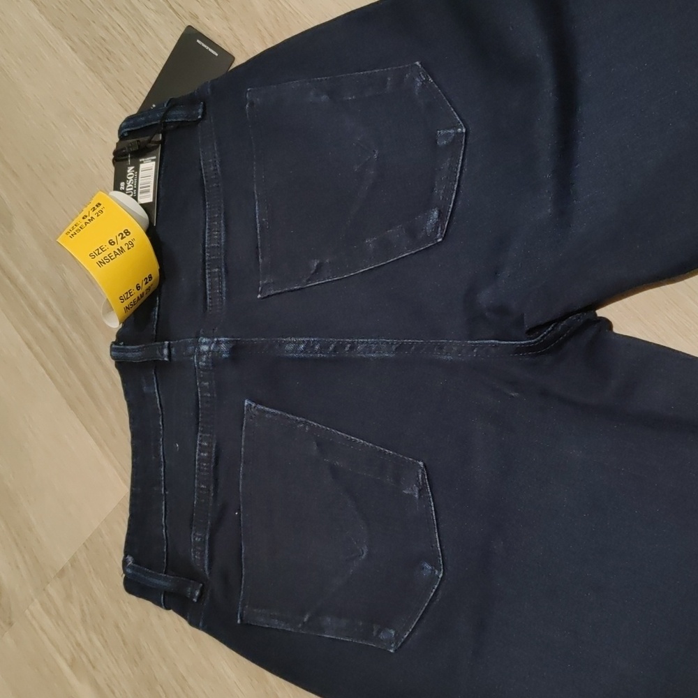 New!Hudson LA Jeans Dark Blue Midrise Stretch Straight Back Denim Pockets Jeans - Picture 10 of 12